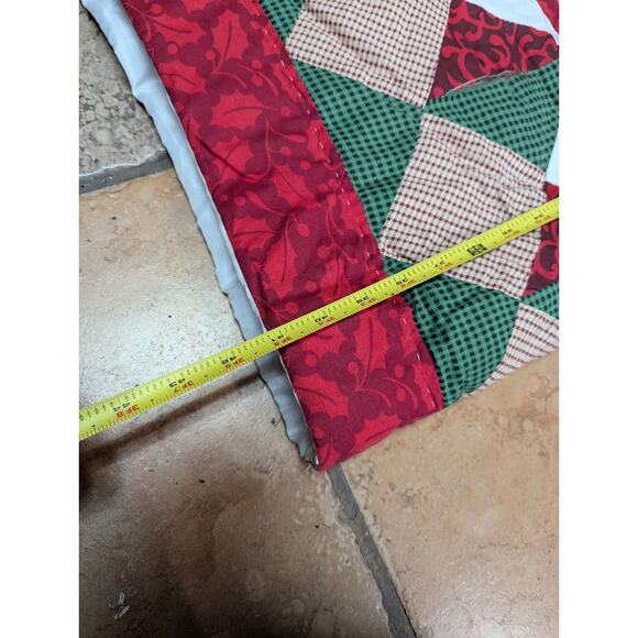 Handstitched QUILT Christmas Holiday comforter set Queen/ Full pillow SHAMS - Picture 7 of 14